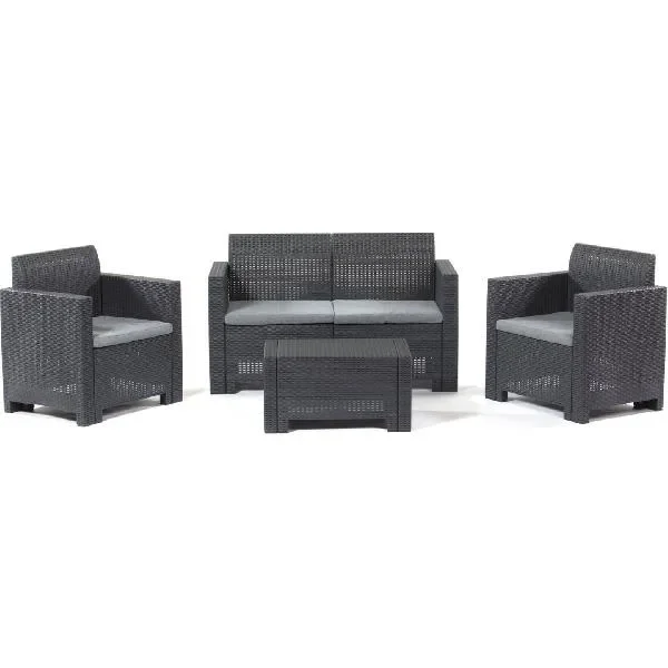 Conjunto de Sala de Exterior - Conjunto de Estar Preto Antracite
