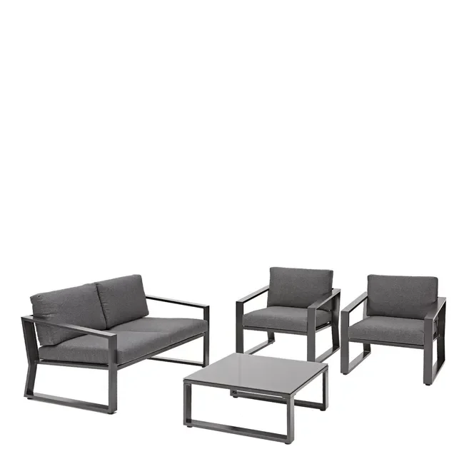 Conjunto Jardim Relax Mesa e Sofás Aço Cinza Escuro Lyra