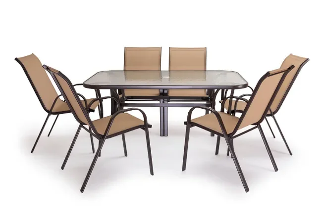 Mesa em Vidro Temperado HC + 6 cadeiras.
